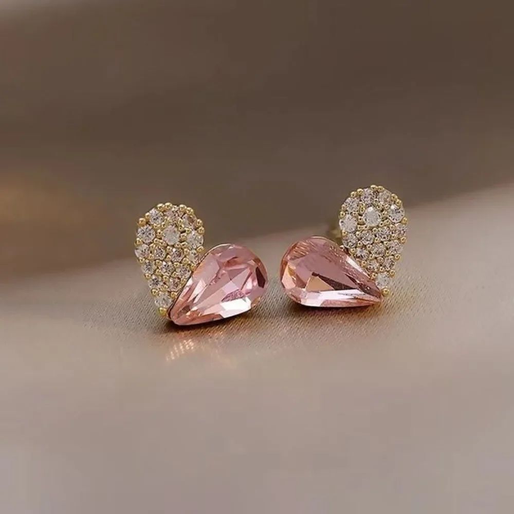 Elegant Pink and Gold Teardrop Earrings A1130
